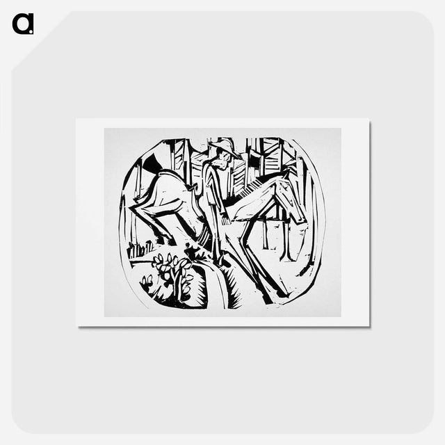 アートポストカード-Drawings by Ernst Ludwig Kirchner - エルンスト ルートヴィヒ キルヒナー Postcard.