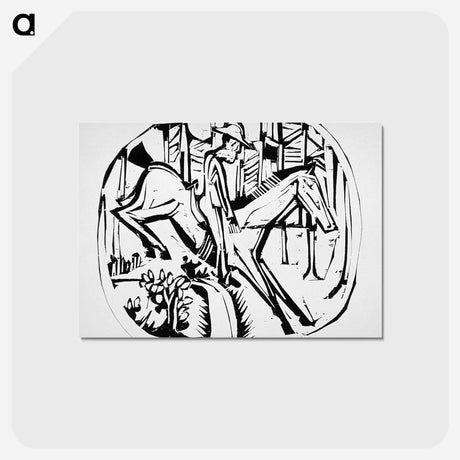 アートポストカード-Drawings by Ernst Ludwig Kirchner - エルンスト ルートヴィヒ キルヒナー Postcard.