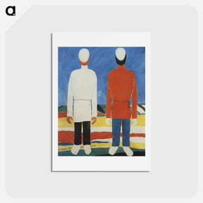 アートポストカード-Two Male Figures - カジミール マレーヴィチ Postcard.