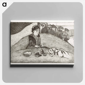 アートパネル-The Woman with Figs - ポール ゴーギャン Canvas.