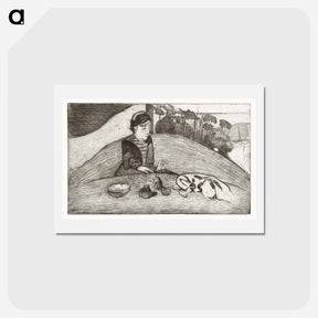 アートポストカード-The Woman with Figs - ポール ゴーギャン Postcard.