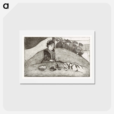 アートポストカード-The Woman with Figs - ポール ゴーギャン Postcard.