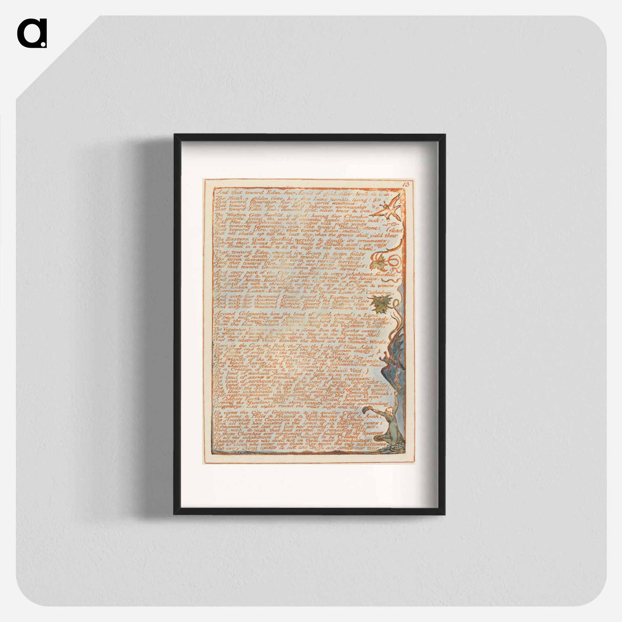 アートポスター-Jerusalem, Plate 13, "And that toward Eden...." - ウィリアム ブレイク Poster.