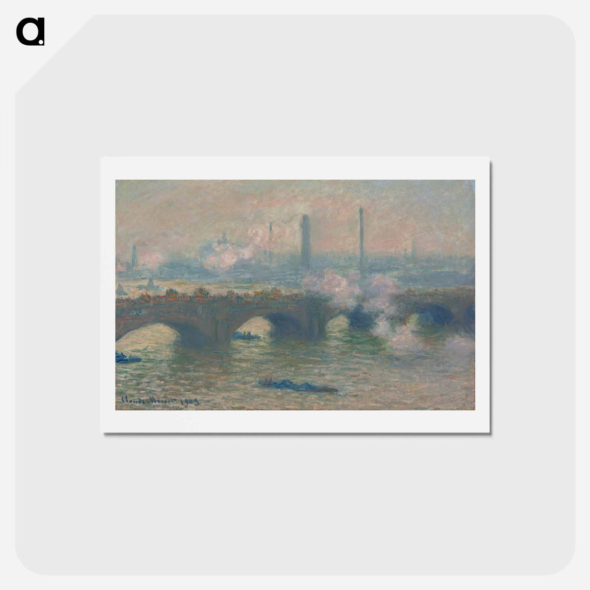 Waterloo Bridge, Gray Day - クロード モネ Postcard.