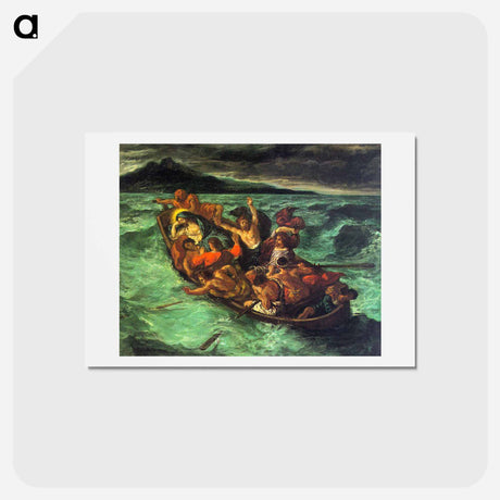 アートポストカード-Christ on the Lake of Gennezaret - ウジェーヌ ドラクロワ Postcard.