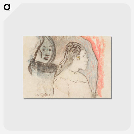 アートポストカード-Study of Tahitian Heads - ポール ゴーギャン Postcard.
