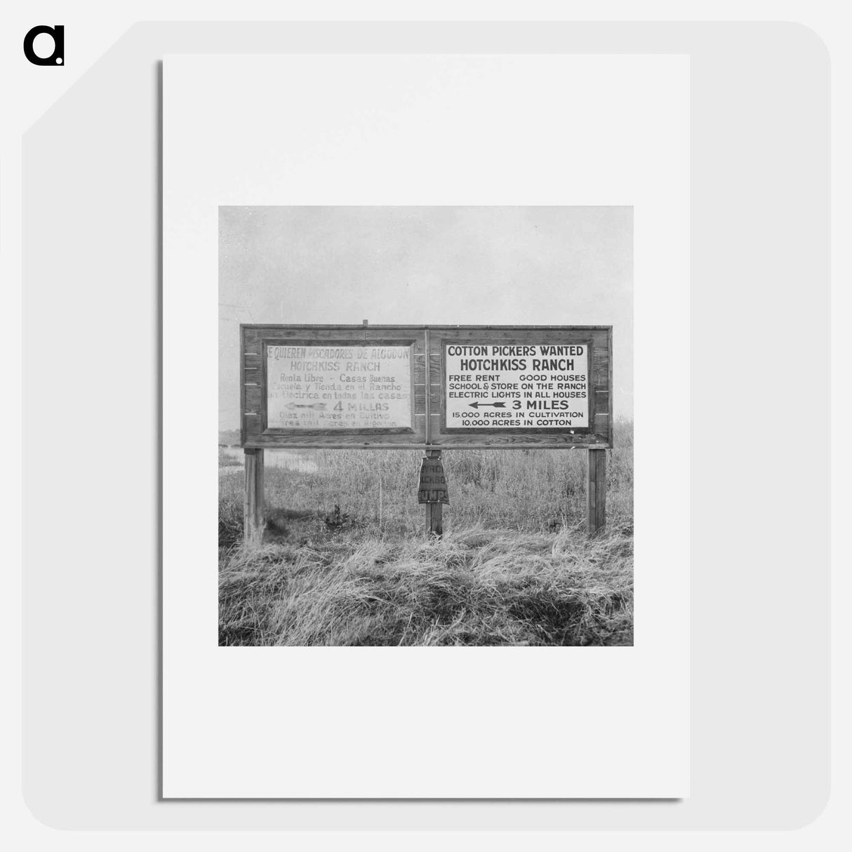 Employment signs in Spanish and English - Dorothea Lange Poster.