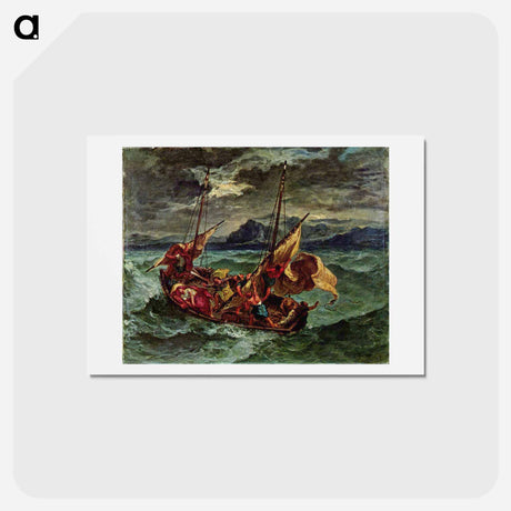 アートポストカード-Christ on the Sea of Galilee - ウジェーヌ ドラクロワ Postcard.