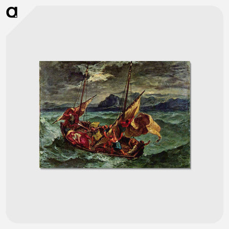 アートポストカード-Christ on the Sea of Galilee - ウジェーヌ ドラクロワ Postcard.