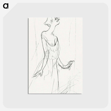 アートポストカード-Yvette Guilbert Singing - アンリ ド トゥールーズ ロートレック Postcard.