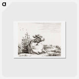 アートポストカード-Lying cow - ジャン ベルナール Postcard.