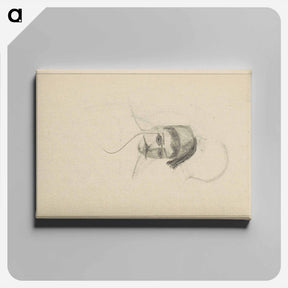 アートパネル-Portretkop van een man met een fez en monocle by Julie de Graag - ユリー デ フラーハ Canvas.