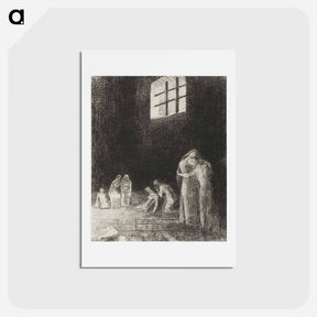 アートポストカード-In the Shadow Are People, Weeping and Praying, Surrounded by Others Who Are Exhorting Them - オディロン ルドン Postcard.