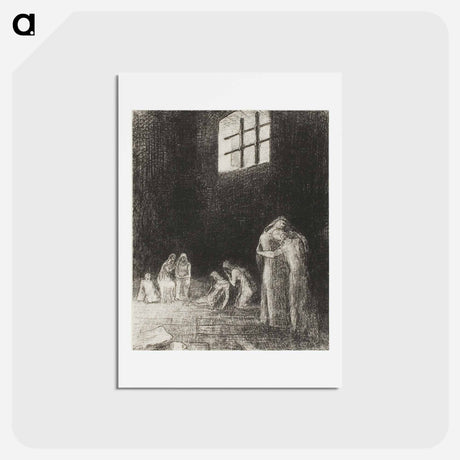 アートポストカード-In the Shadow Are People, Weeping and Praying, Surrounded by Others Who Are Exhorting Them - オディロン ルドン Postcard.