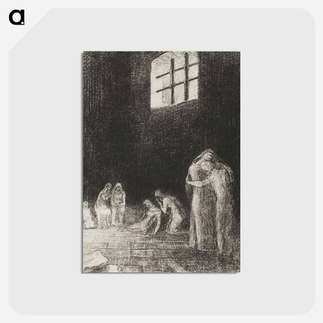 アートポストカード-In the Shadow Are People, Weeping and Praying, Surrounded by Others Who Are Exhorting Them - オディロン ルドン Postcard.