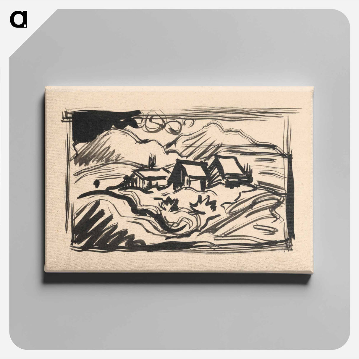 Landscape with cottages - アーノルド ピーター ワイズ クビンチャン Canvas.