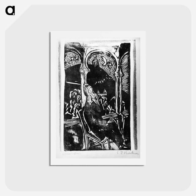 アートポストカード-Balcony, Prof Gräf, Jena, dreaming man by Ernst Ludwig Kirchner - エルンスト ルートヴィヒ キルヒナー Postcard.