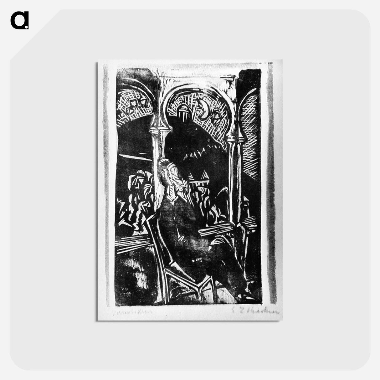 アートポストカード-Balcony, Prof Gräf, Jena, dreaming man by Ernst Ludwig Kirchner - エルンスト ルートヴィヒ キルヒナー Postcard.