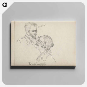 アートパネル-Karikaturale koppen van een man en vrouw by Julie de Graag - ユリー デ フラーハ Canvas.