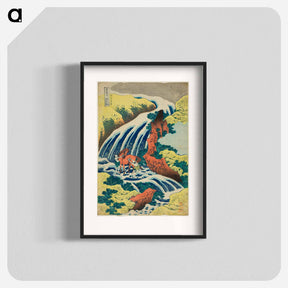 アートポスター-Waterfall where Yoshitsune Washed his Horse, Yoshino, Yamato Province - 葛飾 北斎 Poster.