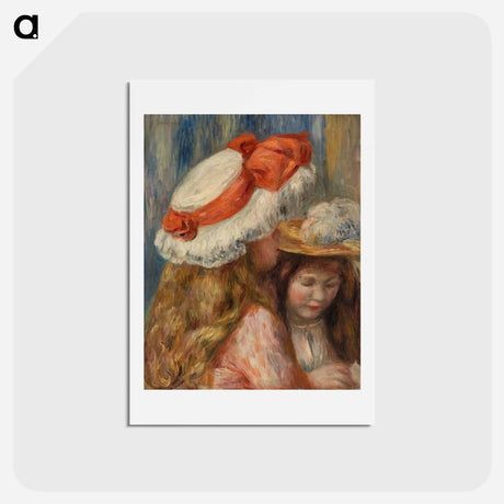 アートポストカード-Girls with Hats - ピエール オーギュスト ルノワール Postcard.