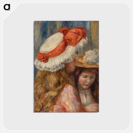 アートポストカード-Girls with Hats - ピエール オーギュスト ルノワール Postcard.