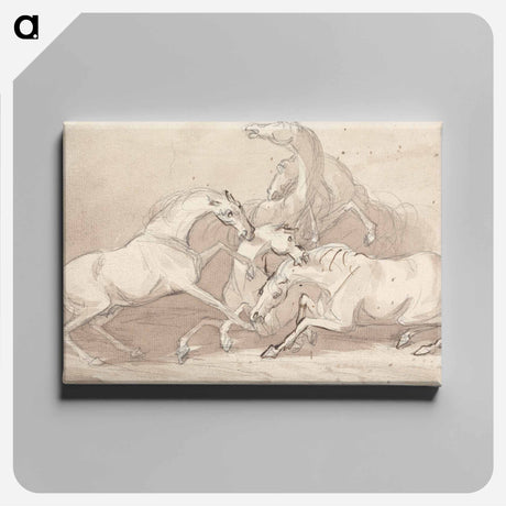 アートパネル-A Group of Five Horses Fighting
 - イェール大学アートギャラリー Canvas.