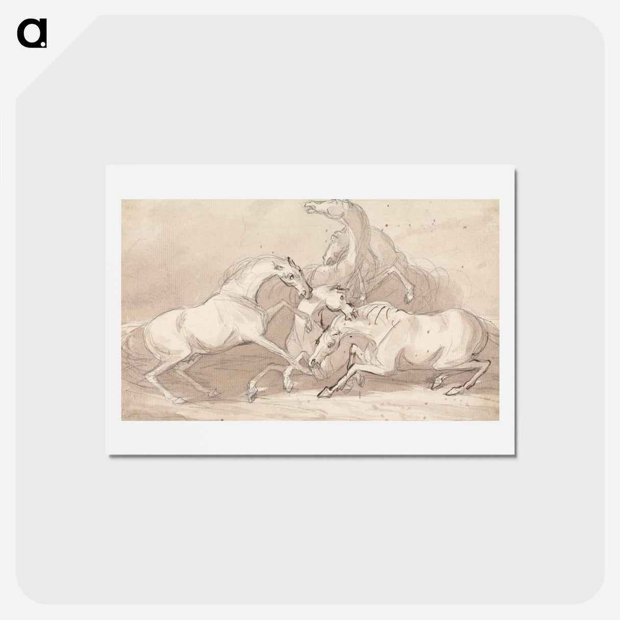 アートポストカード-A Group of Five Horses Fighting
 - イェール大学アートギャラリー Postcard.