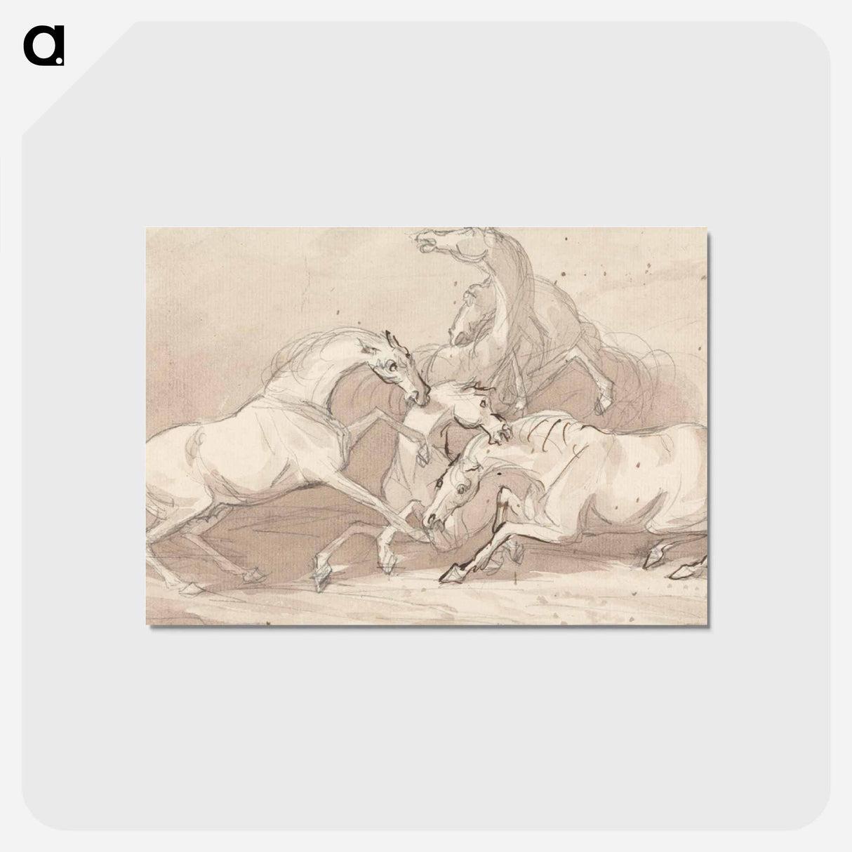 アートポストカード-A Group of Five Horses Fighting
 - イェール大学アートギャラリー Postcard.