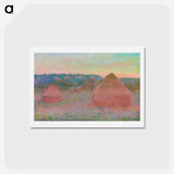 アートポストカード-Haystacks, End of Day, Autumn - クロード モネ Postcard.