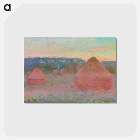 アートポストカード-Haystacks, End of Day, Autumn - クロード モネ Postcard.