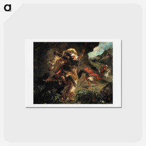 アートポストカード-Tiger Hunt - ウジェーヌ ドラクロワ Postcard.