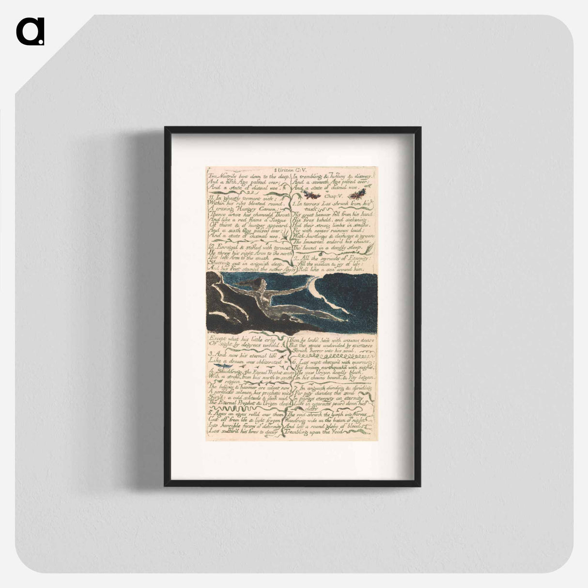 アートポスター-The First Book of Urizen, Plate 11, "Two nostrils bent down to the deep . . . ." - ウィリアム ブレイク Poster.