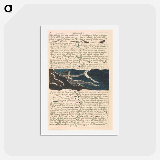 アートポストカード-The First Book of Urizen, Plate 11, "Two nostrils bent down to the deep . . . ." - ウィリアム ブレイク Postcard.