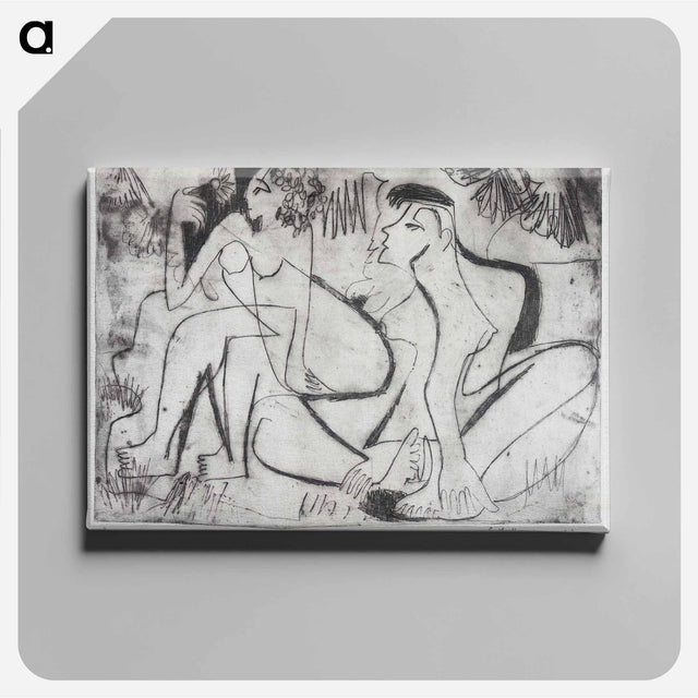 アートパネル-Zwei nackte Mädchen in freien - エルンスト ルートヴィヒ キルヒナー Canvas.