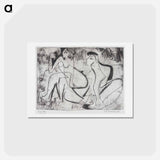 アートポストカード-Zwei nackte Mädchen in freien - エルンスト ルートヴィヒ キルヒナー Postcard.