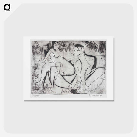 アートポストカード-Zwei nackte Mädchen in freien - エルンスト ルートヴィヒ キルヒナー Postcard.