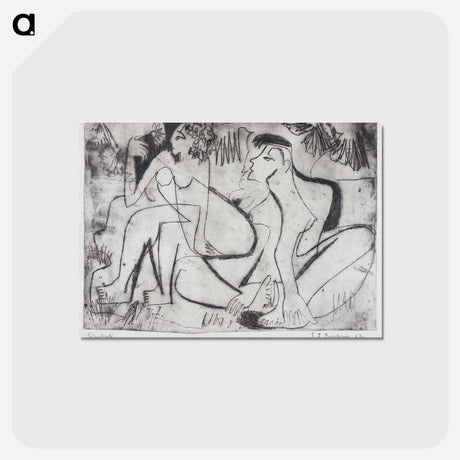 アートポストカード-Zwei nackte Mädchen in freien - エルンスト ルートヴィヒ キルヒナー Postcard.