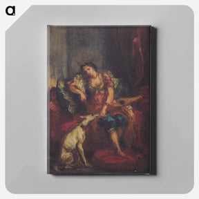 アートパネル-Woman from Algiers with Windhund - ウジェーヌ ドラクロワ Canvas.