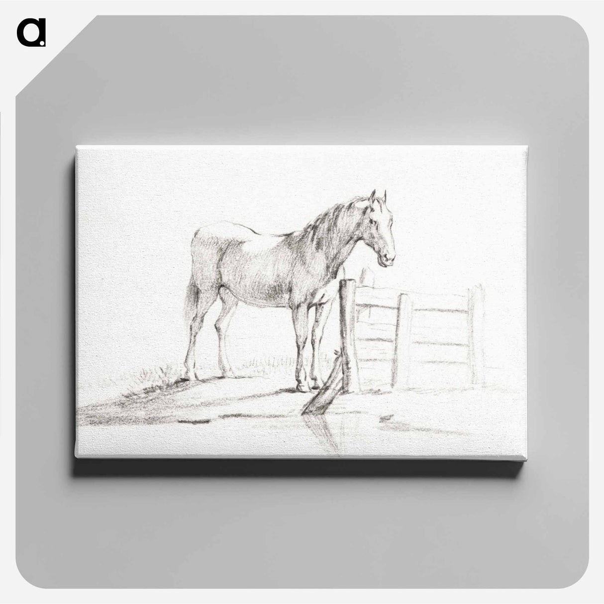 アートパネル-Standing horse at a fence - ジャン ベルナール Canvas.