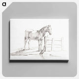 アートパネル-Standing horse at a fence - ジャン ベルナール Canvas.