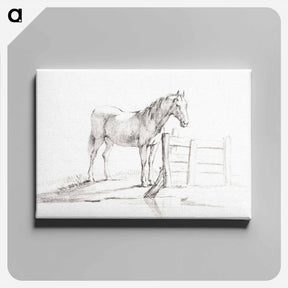 アートパネル-Standing horse at a fence - ジャン ベルナール Canvas.