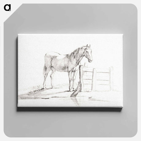 アートパネル-Standing horse at a fence - ジャン ベルナール Canvas.