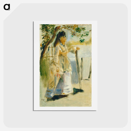 アートポストカード-Woman by a Fence - ピエール オーギュスト ルノワール Postcard.