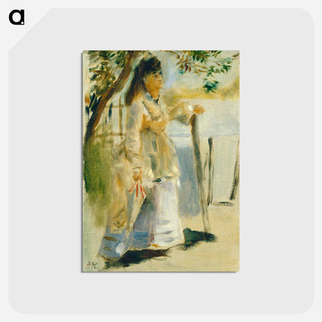 アートポストカード-Woman by a Fence - ピエール オーギュスト ルノワール Postcard.