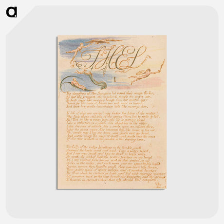 アートポストカード-The Book of Thel, Plate 3, "Thel / I / The daughters of Mne Seraphim" - ウィリアム ブレイク Postcard.