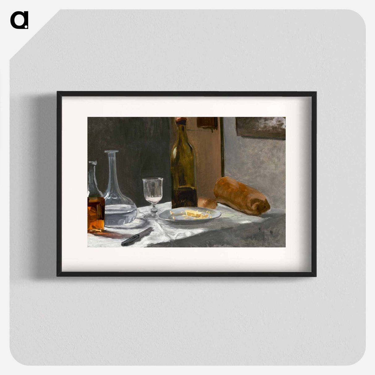 Still Life with Bottle, Carafe, Bread, and Wine - Claude Monet Poster.