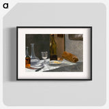 Still Life with Bottle, Carafe, Bread, and Wine - クロード モネ Poster.