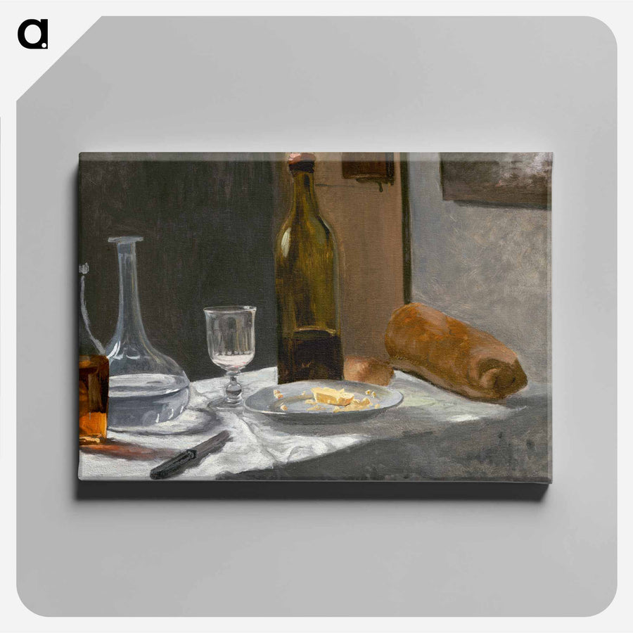 Still Life with Bottle, Carafe, Bread, and Wine - クロード モネ