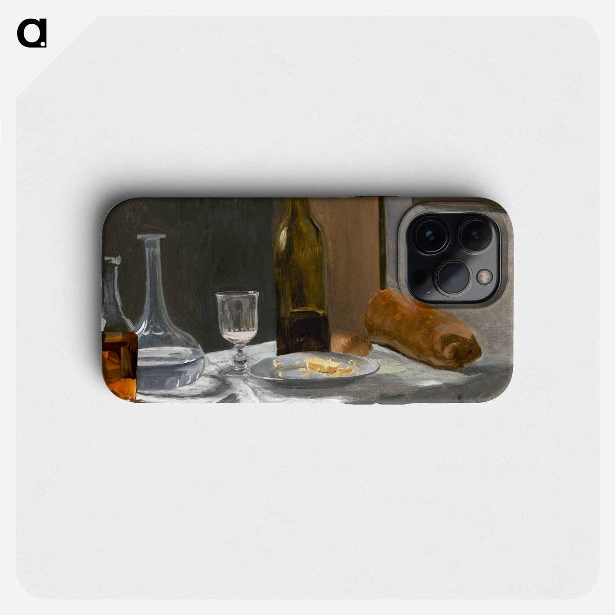 Still Life with Bottle, Carafe, Bread, and Wine - Claude Monet Phone Case.